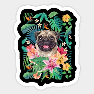 Tropical Fawn Pug 11 Sticker